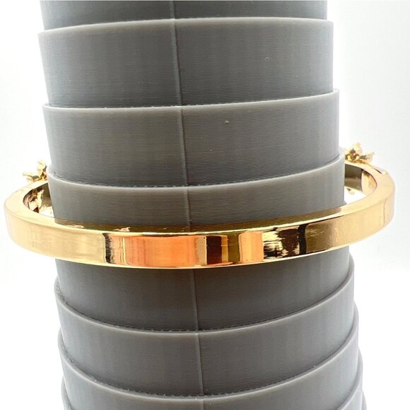 Betsey Johnson Hinged Bangle Bracelet Sz 6.75 Bee Flowers Rhinestones AB - Picture 3 of 7